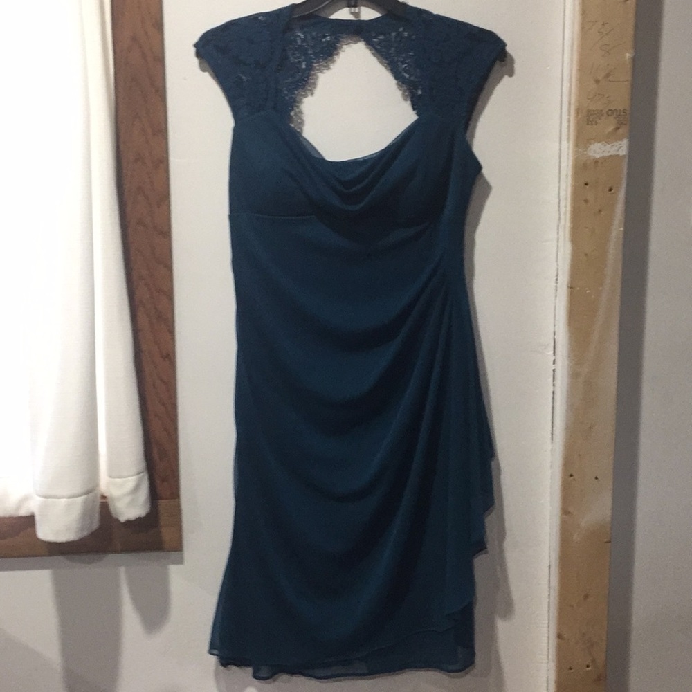 Knee length teal formal dress